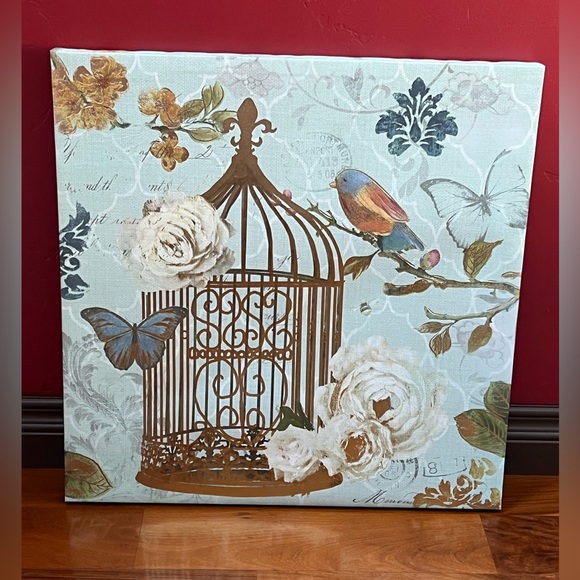 Floral Birdcage Canvas Wall Art Set - Picture 2 of 7